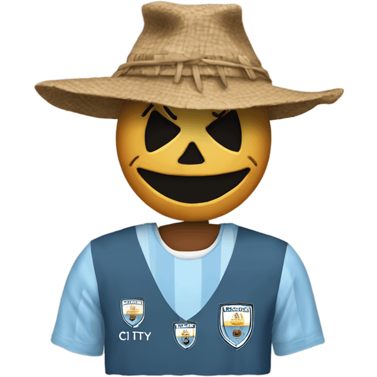 Scarecrow wearing a Manchester City shirt  emoji