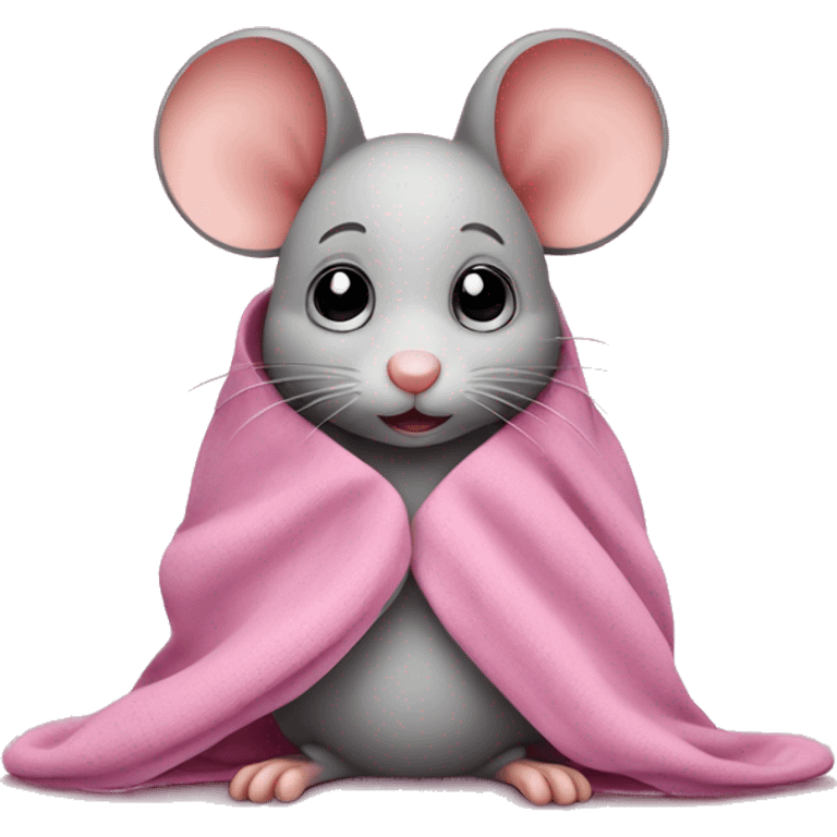 Cute Mouse in pink blanket  emoji