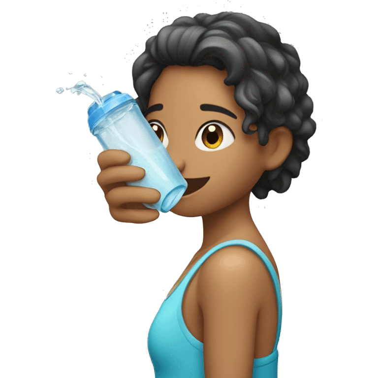 Una chica tomando agua emoji