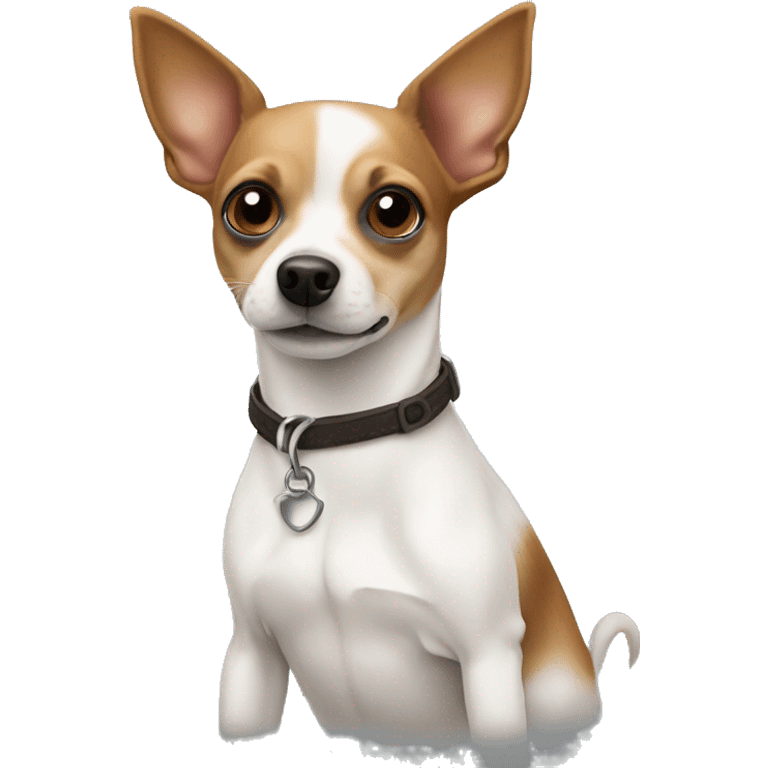 White and brown chihuahua jack Russel mix  emoji