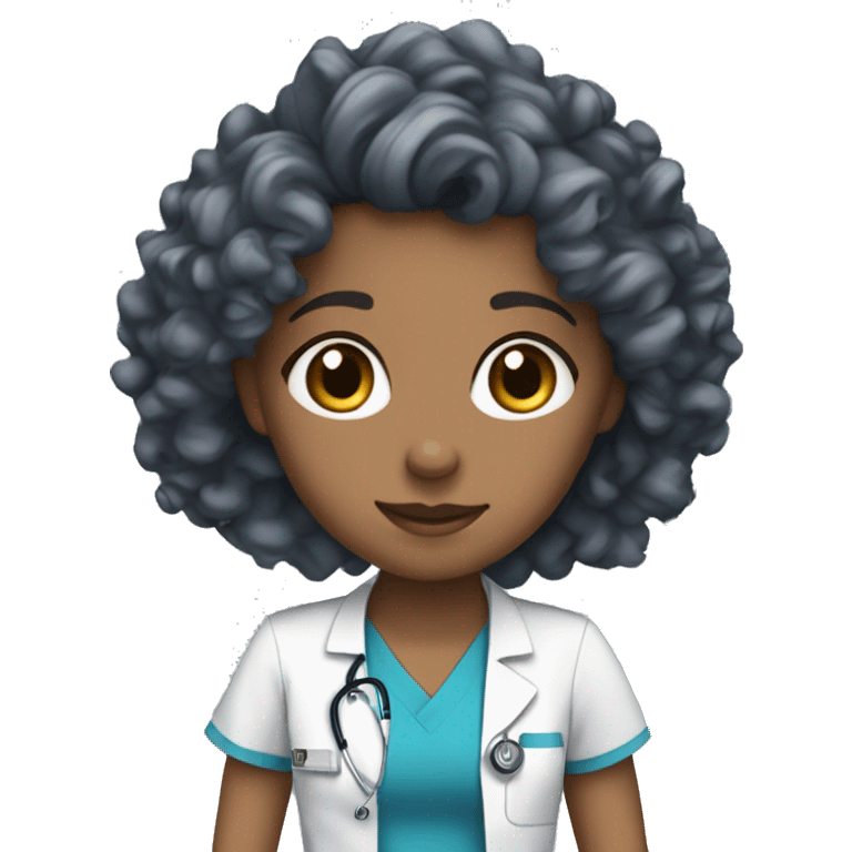 nurse blue scrubs curly brown hair hazel eyes emoji