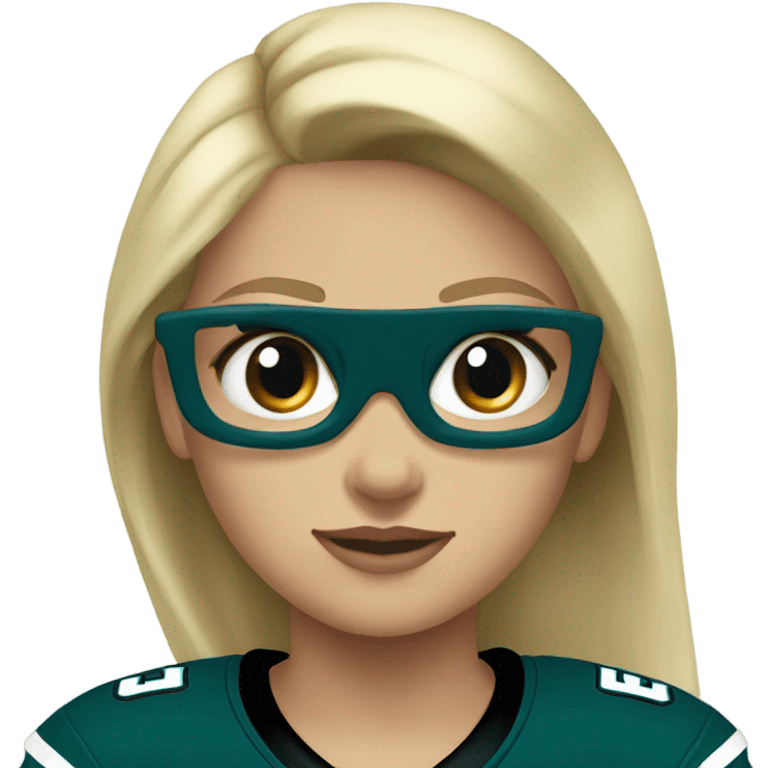 Blonde girl blue eyes wearing eagles jersey emoji