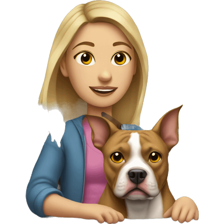 girl with pitt bull inside car emoji