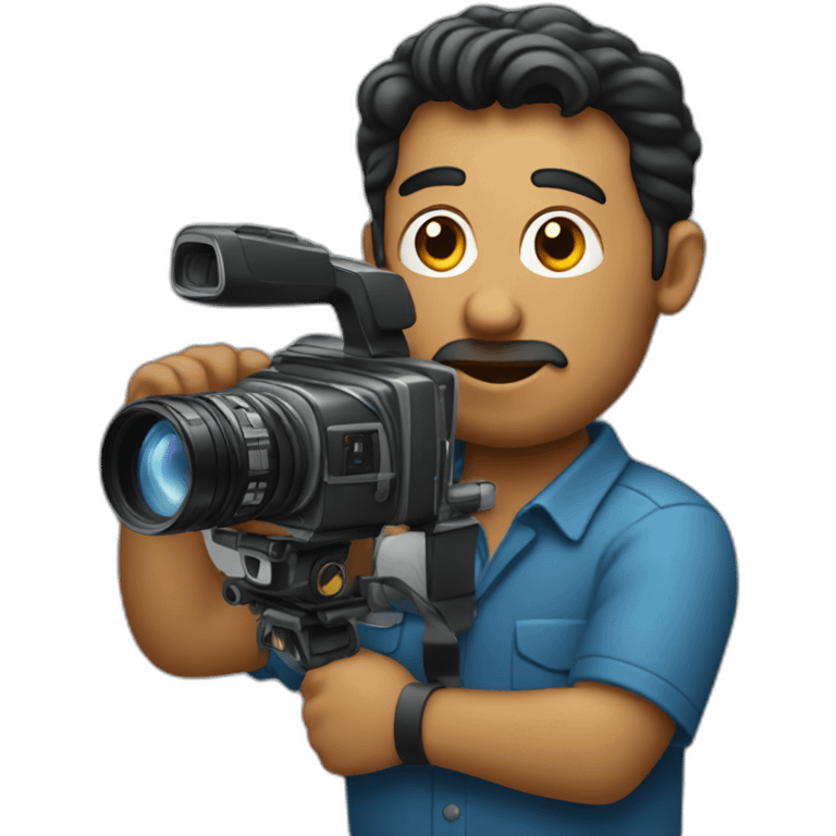 Latino film director holding a cinema camera emoji