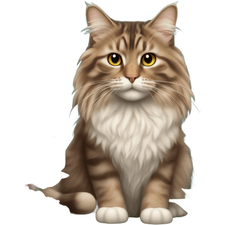 a long haired tabby with peonies ￼ emoji