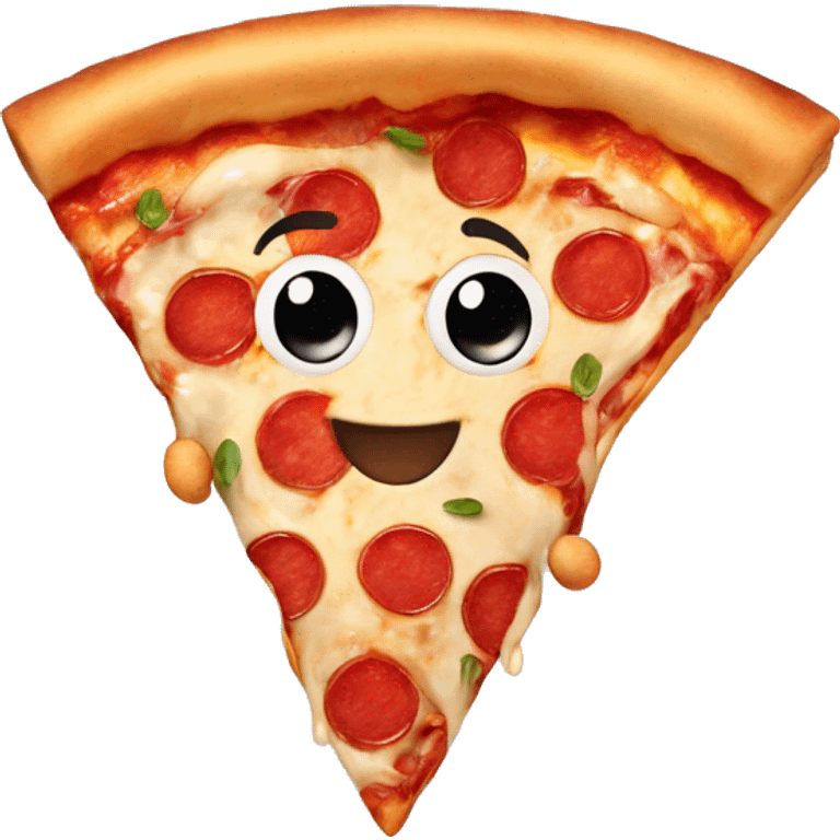 pizza slice, with a face arms and legs emoji