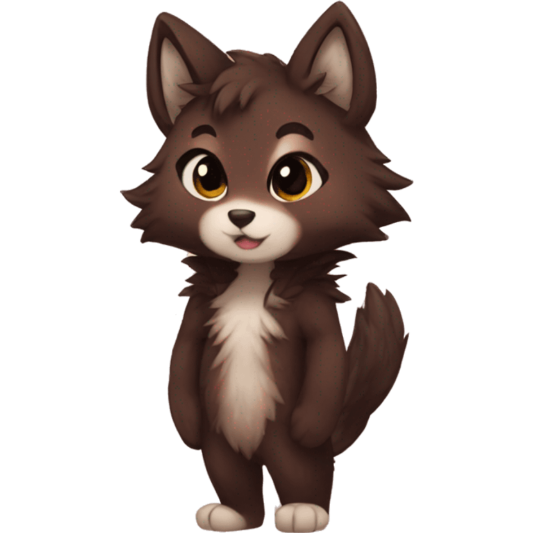 Anthro Shy Cute Chibi Dark Brown Furry Animal Anthro Sona emoji