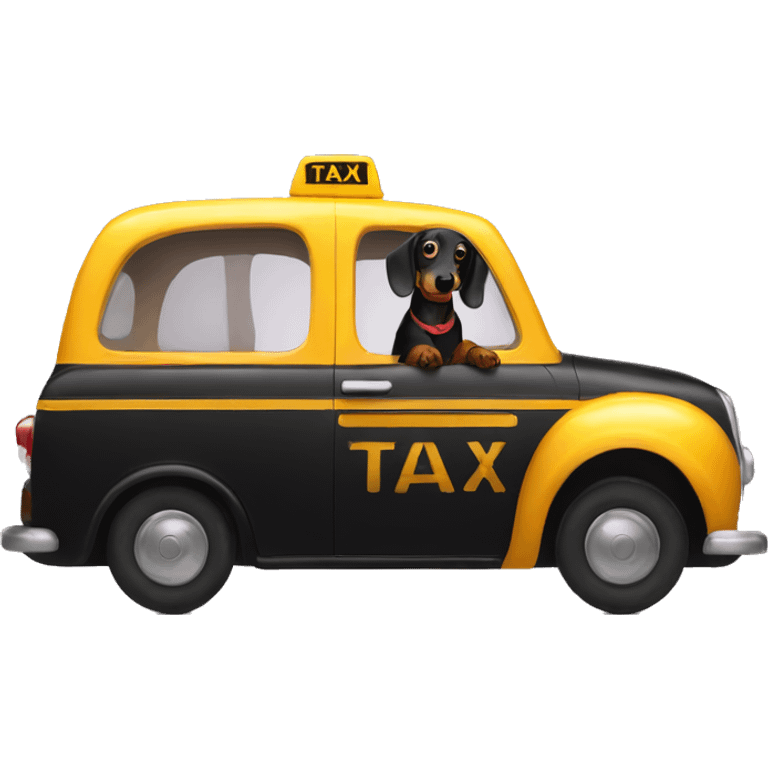 black daschund in taxi emoji