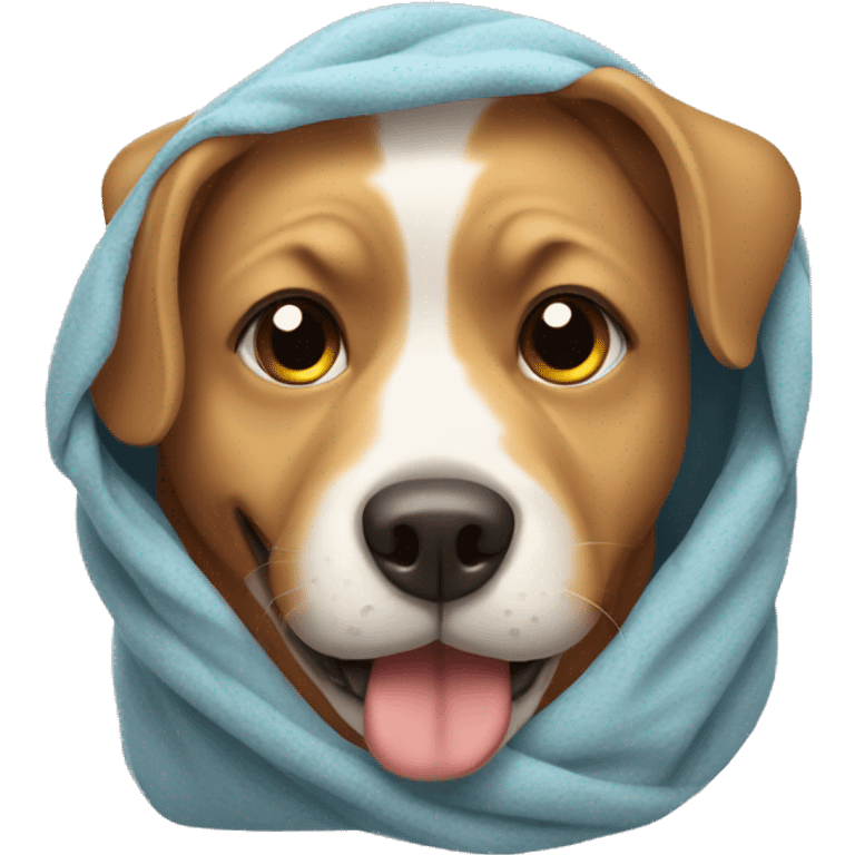 a dog wrapped in a blanket emoji