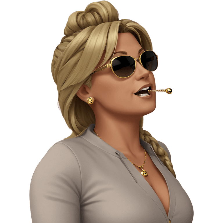 blonde girl with sunglasses and jewelry emoji