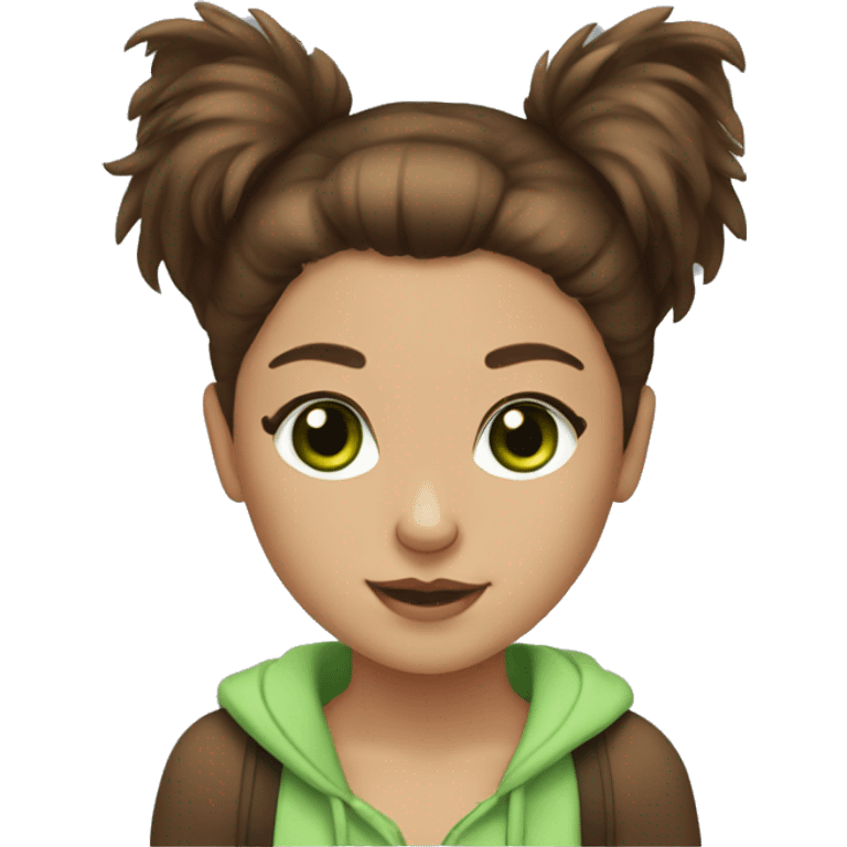 Girl with brown hair, green eyes and write shpic  Pomeranian  emoji