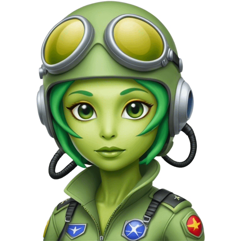 green alien reptilian woman pilot emoji