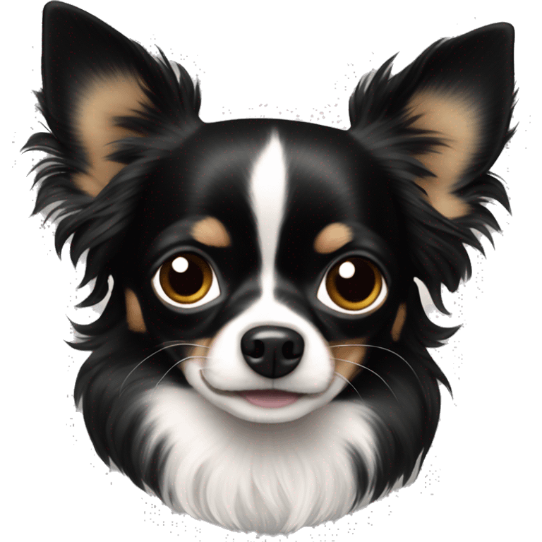 fully black long haired chihuahua  emoji