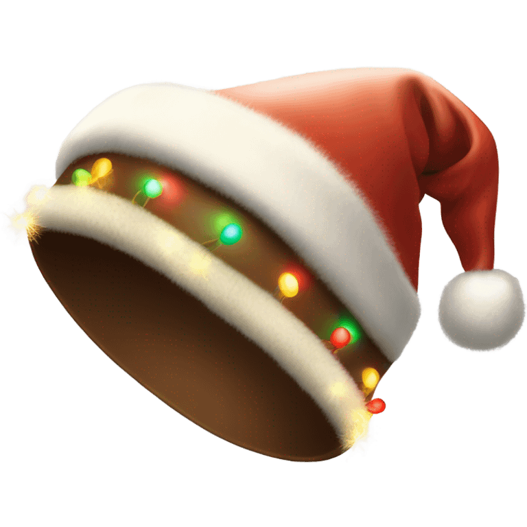 brown santa claus hat with shimmering garland emoji