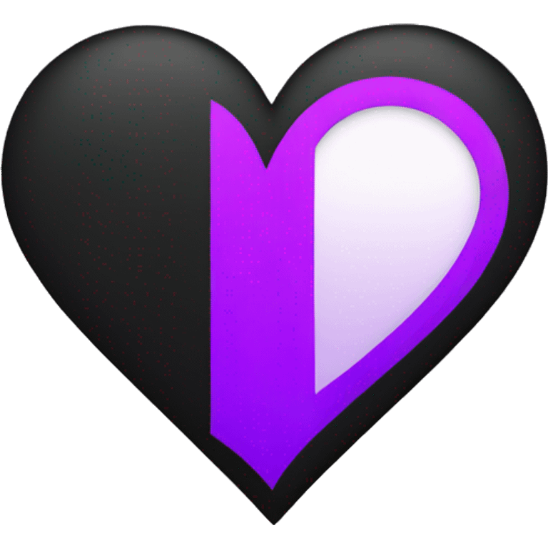 Half black and half purple split heart emoji