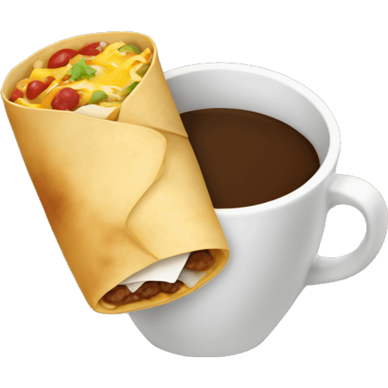  Breakfast burrito holding a coffee emoji