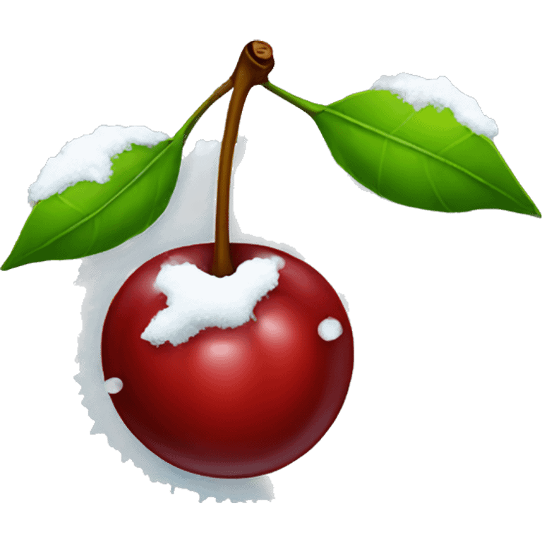 A cherry with snow on it emoji