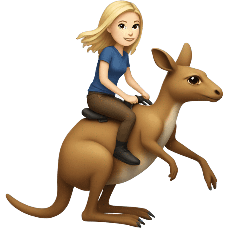 White girl riding a kangaroo emoji