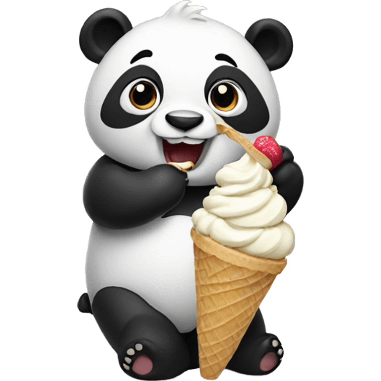 Panda eating ice cream emoji