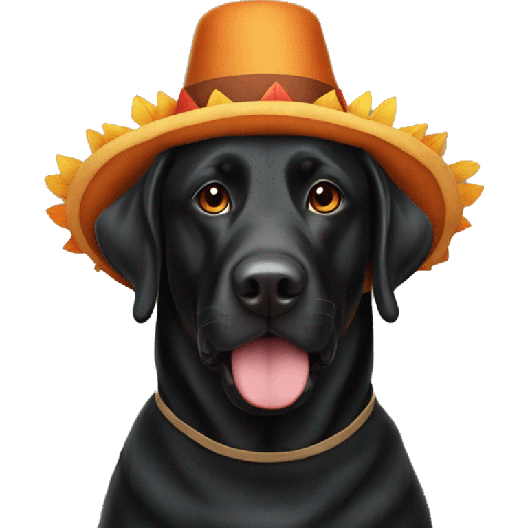 Full size Black Lab dog in a turkey costume emoji