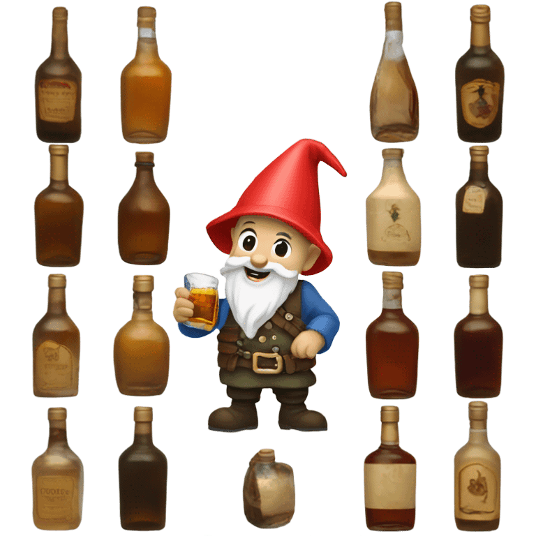 Pixel gnome pouring some rum on the ground emoji