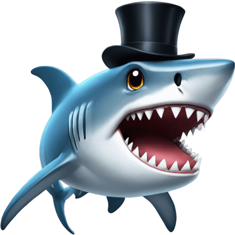 Shark with a top hat emoji