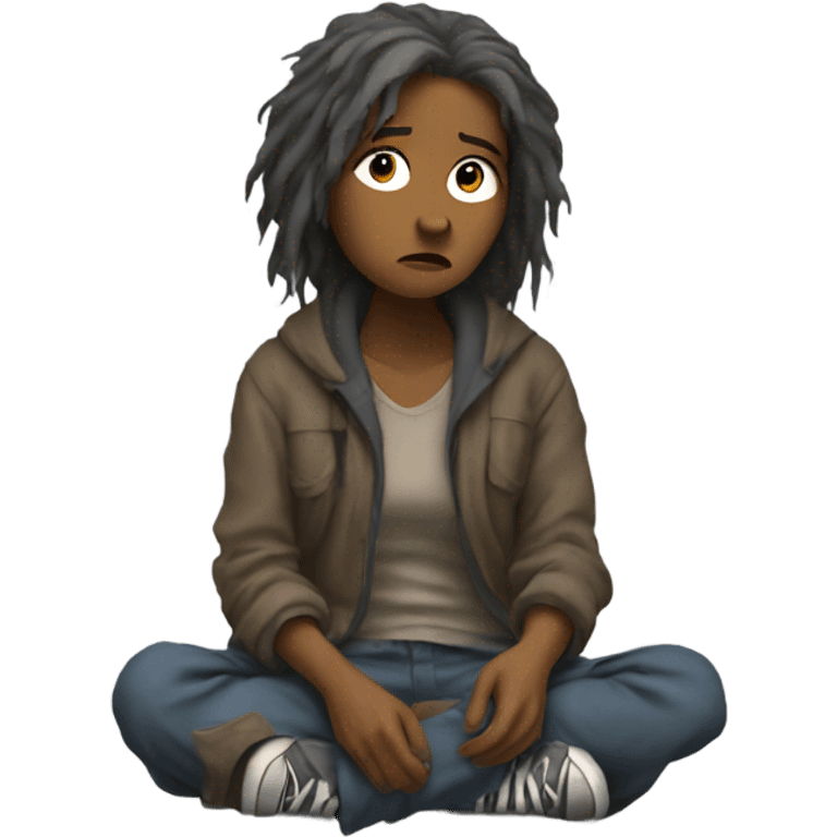 sad homeless woman emoji