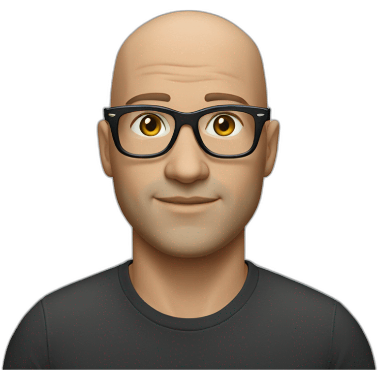 bald white man wearing black half rim ray ban glasses emoji