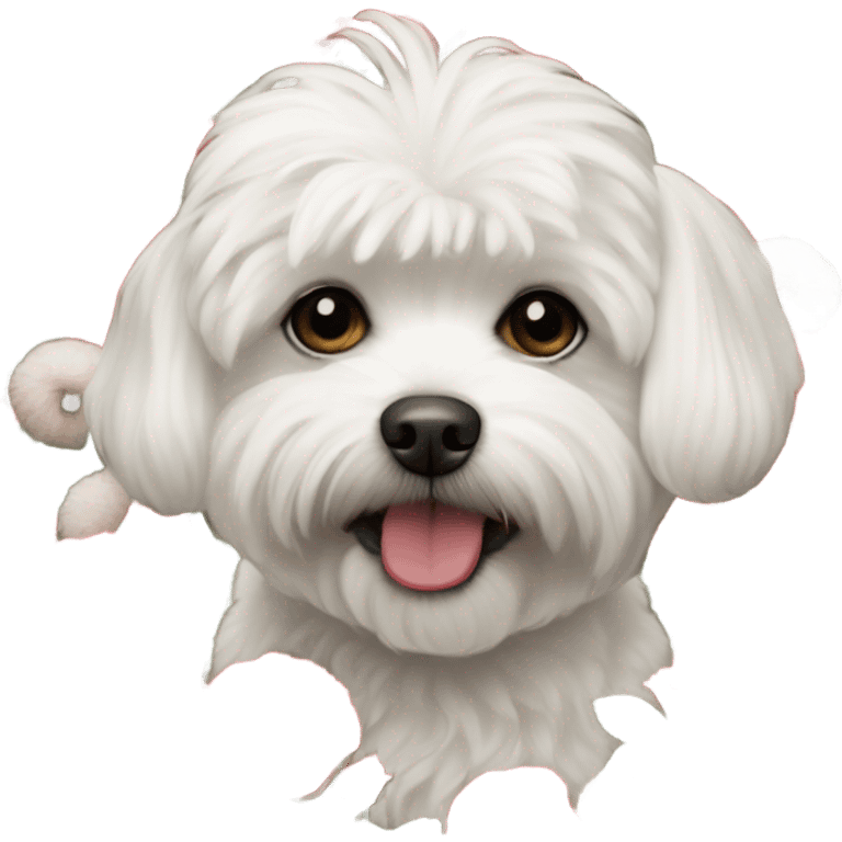 Bichon maltese with a red roses  emoji