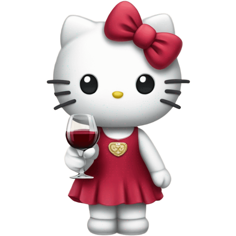 Hello Kitty drinking red wine emoji