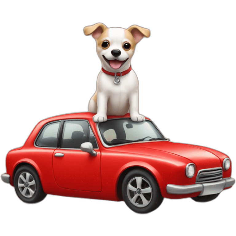 little dog + red car emoji