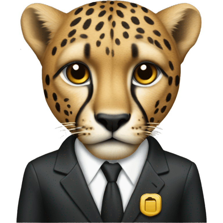 cheetah in a classic suit with large keys emoji