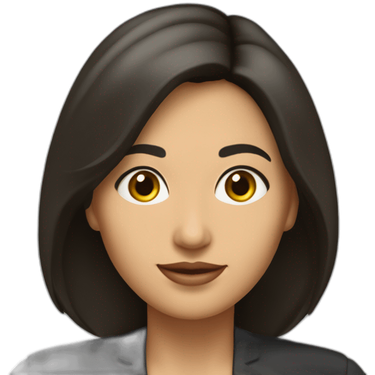 Thayri Galicia mujer speaker morena cabello negro largo con fleco emoji