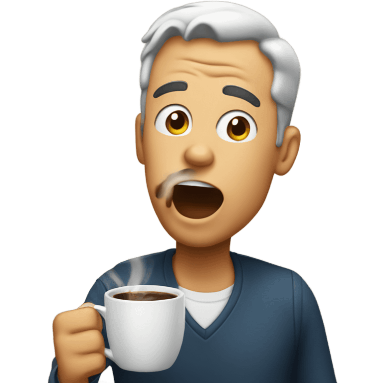 man spitting out coffee in surprise emoji