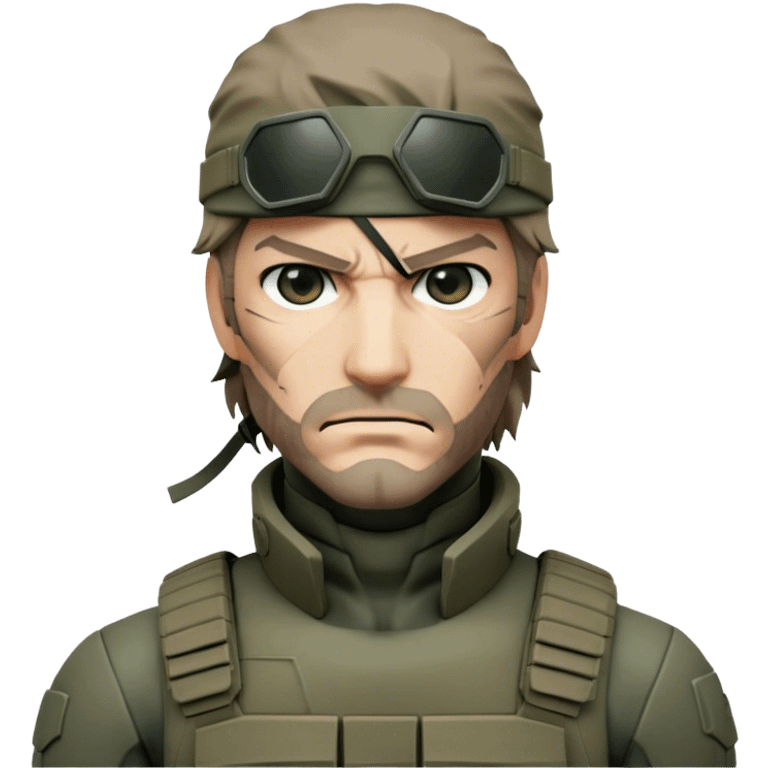 Cinematic Realistic Metal Gear Solid Snake Soldier Portrait, head tilted epicly and inquisitively, showcasing a commanding presence and tactical acumen. His weathered face, intense eyes, and meticulously rendered combat gear in muted earth tones are brought to life with lifelike clarity and dramatic lighting, high shine, epic and awe-inspiring, embodying the covert prowess of a true warrior of the shadows. emoji