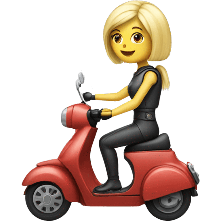 Female robot with blond hair on a manual scooter emoji