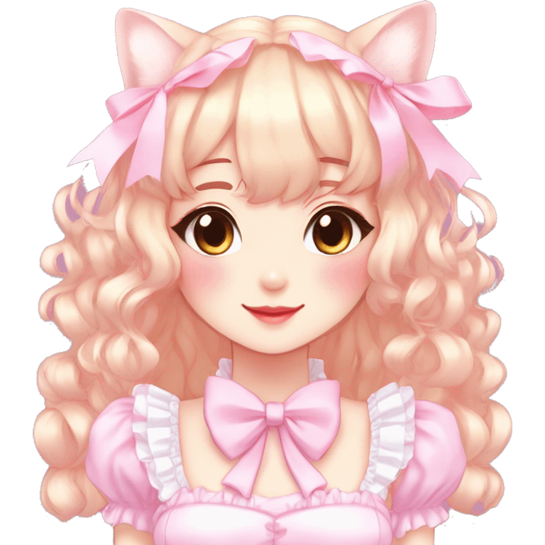 Shiny Blushing Cute Kawaii Beautiful Pastel Lolita Anime Catgirl Trending Style Cottagecore Pastelcore  emoji