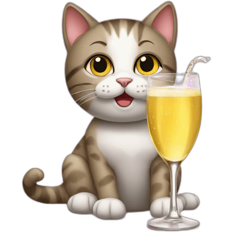 cat drinking champagne emoji