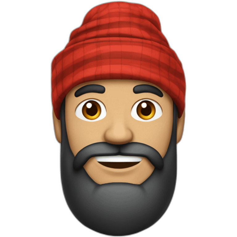 homme bazané avec une très longue barbe noir et un turban à carreaux rouges et blancs emoji