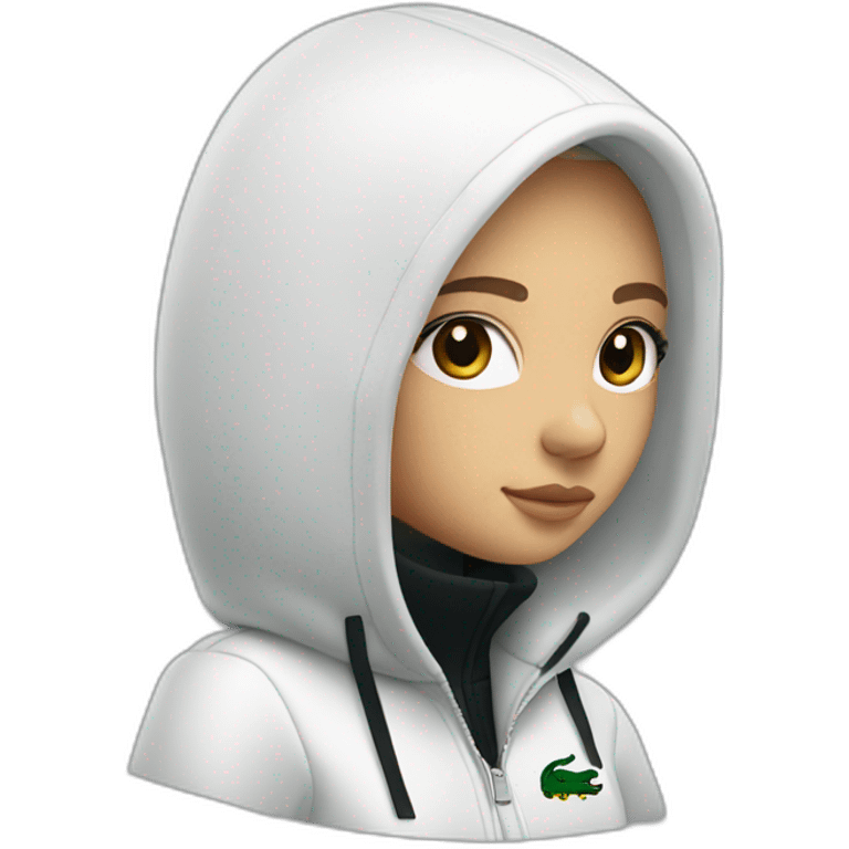 Lacoste bag girl with black lacoste hoodie emoji