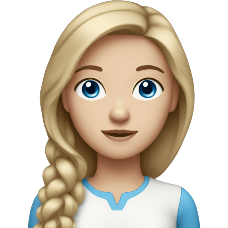 Girl with dark blonde hair, blue eyes, and fair skin emoji