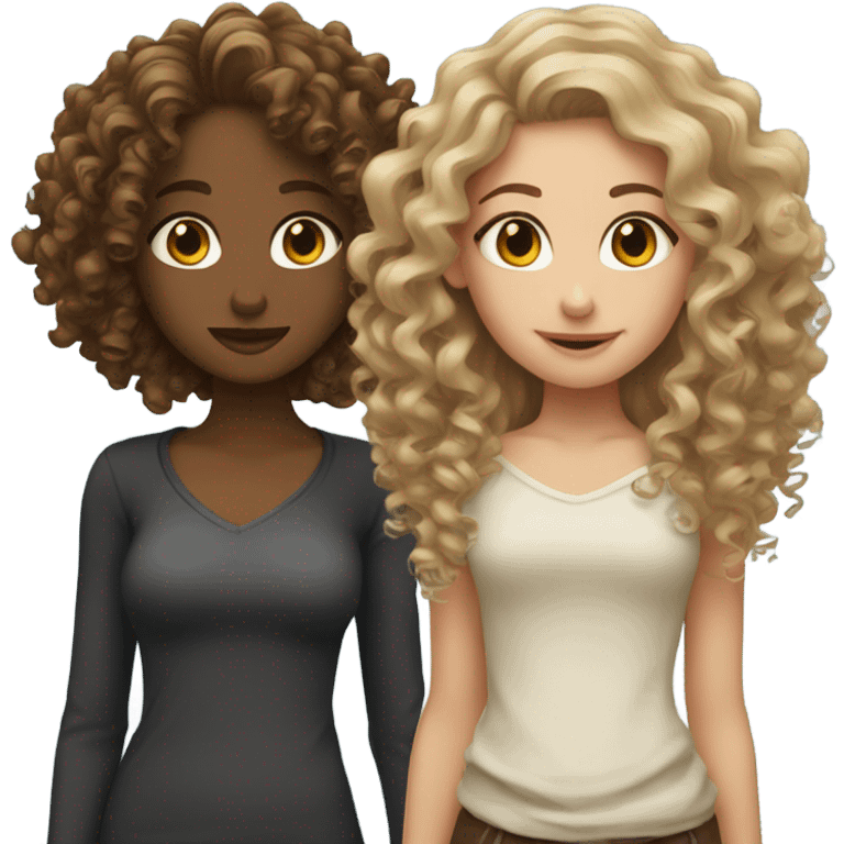 Two girls with curly hair one dirty blonde one brown hair emoji