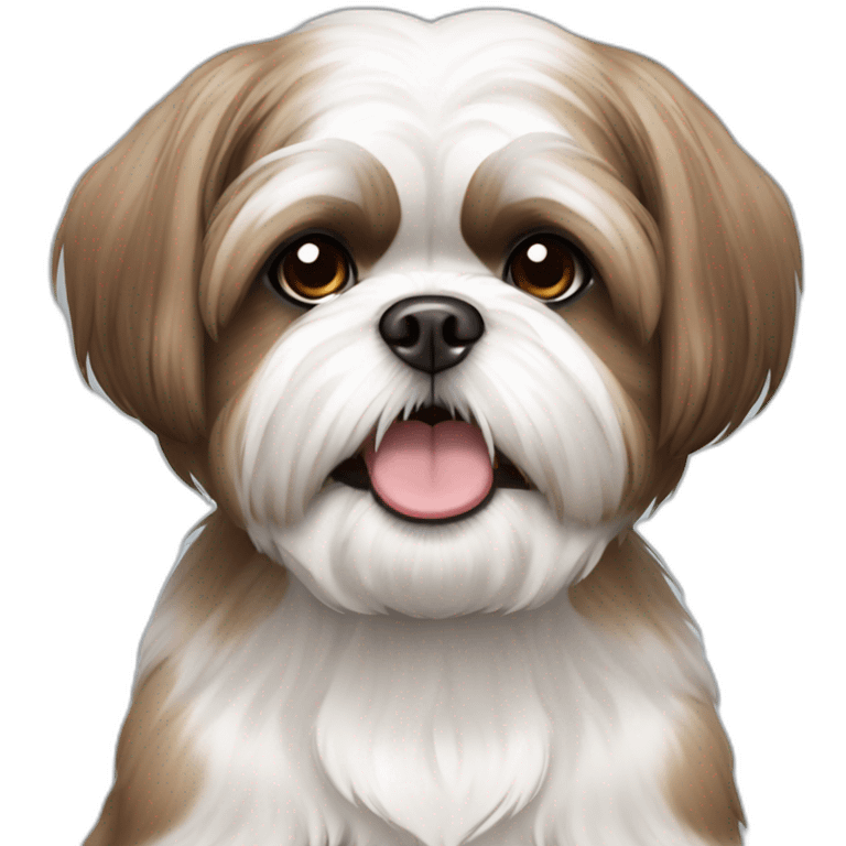 Hungry white and brown shih tzu in short hair emoji