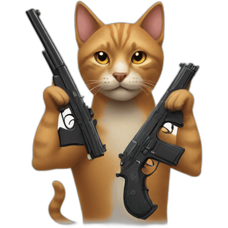 Cat and dog with guns emoji