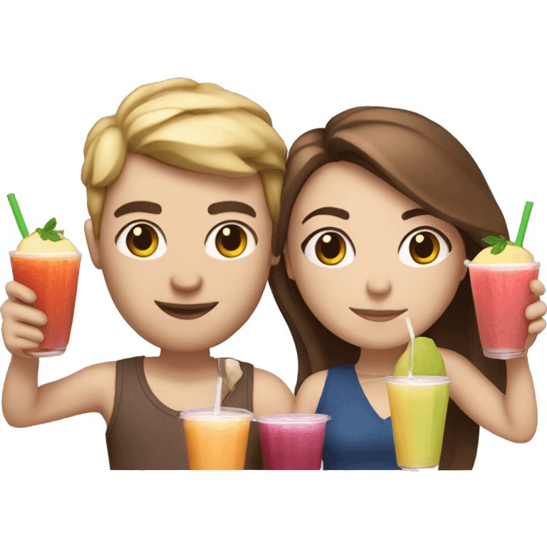 fair skinned people having a date over a smoothie emoji