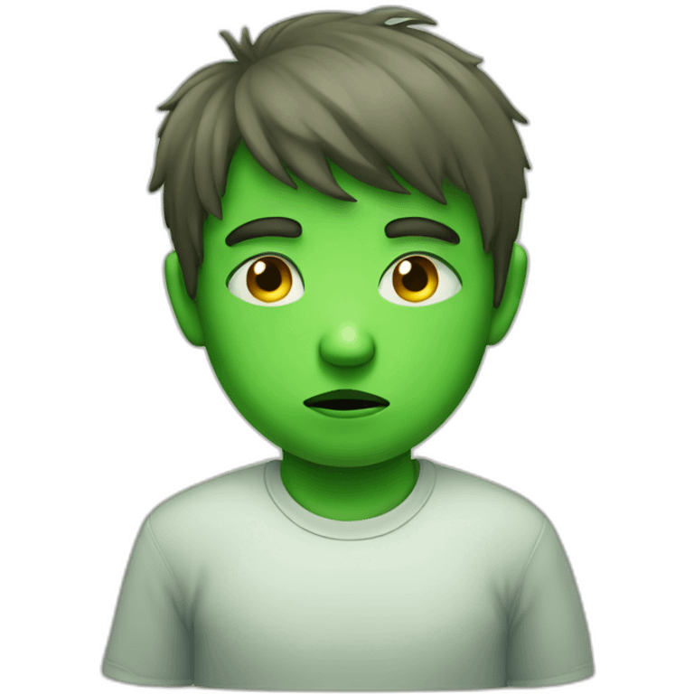 sad sick kid green face emoji