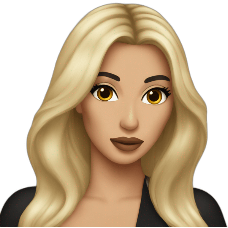 Kim Kardashian with black dress and golden hair emoji