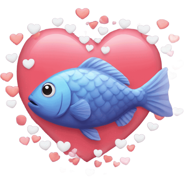 a fish with love hearts around it emoji