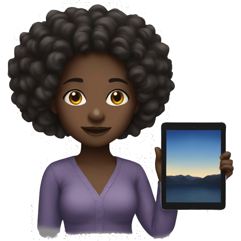 Black girl with iPad emoji