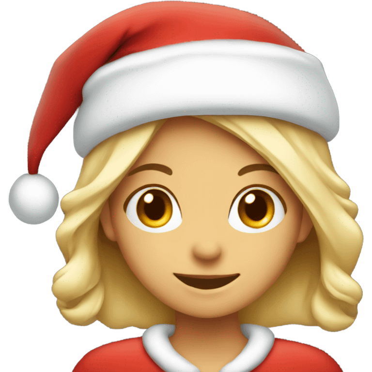 Smiling girl with a Santa hat on  emoji